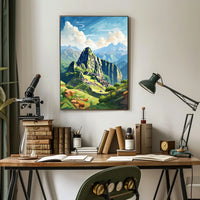 Machu Picchu Geometric Art: Adventurous Travel Poster