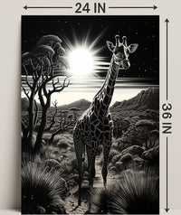 Moonlit Giraffe In The Savanna Poster