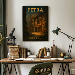 Petra Al Khazneh Exploration Travel Romantic Realism Poster