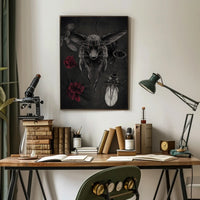 Dark Surreal Fox with Insects Artistic Poster PosterGoat
