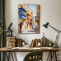 Malta Valletta Historic Street View Poster