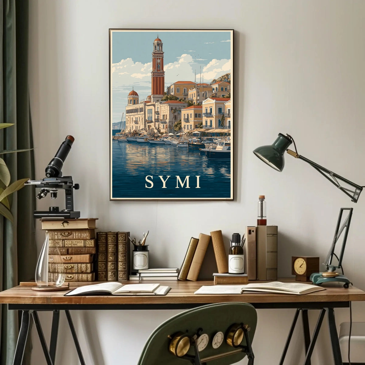 Symi Harbor Illustration Poster