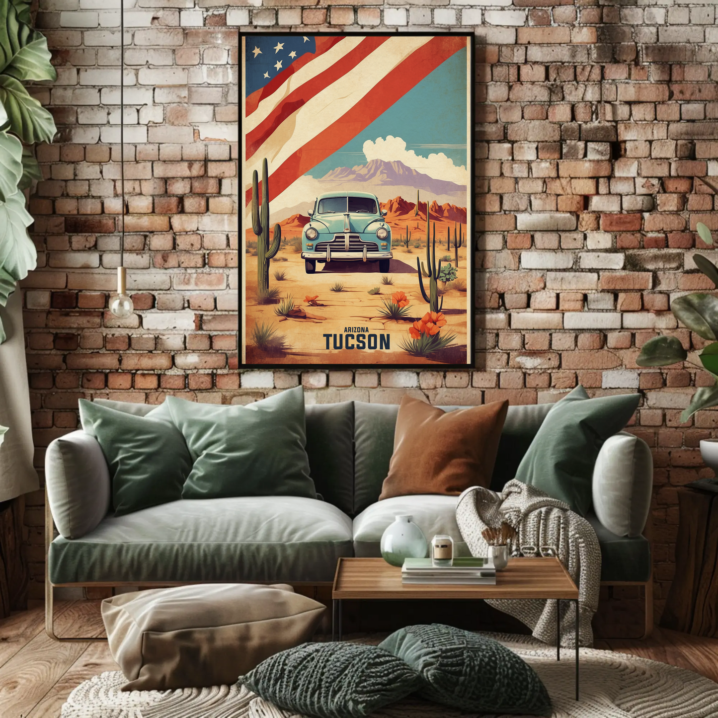 Tucson Arizona Classic Desert Drive Vintage Travel Poster