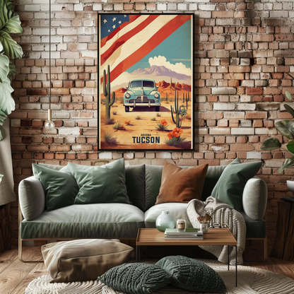 Tucson Arizona Classic Desert Drive Vintage Travel Poster