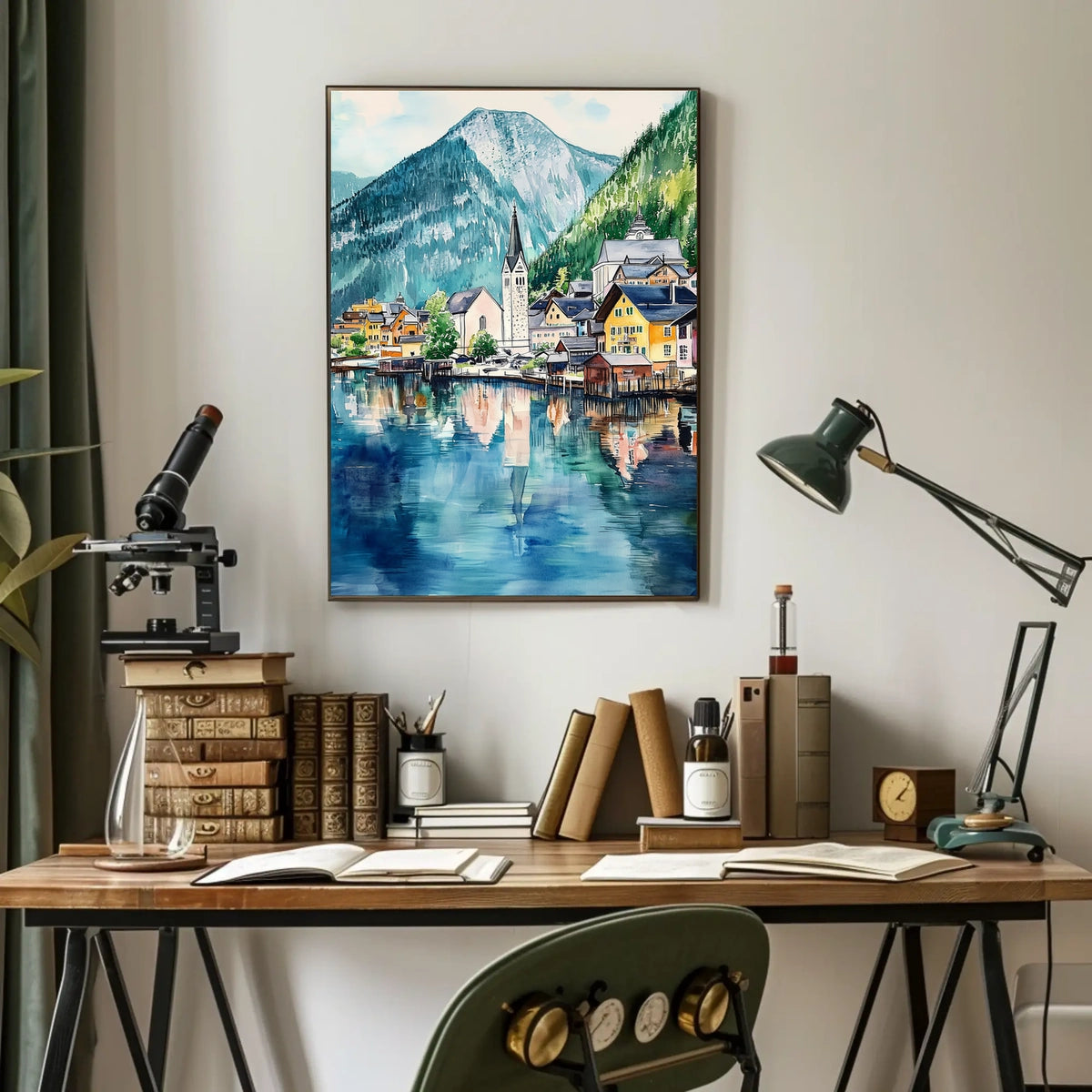 Austria Hallstatt Lakeside Village Poster
