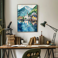 Austria Hallstatt Lakeside Village Poster