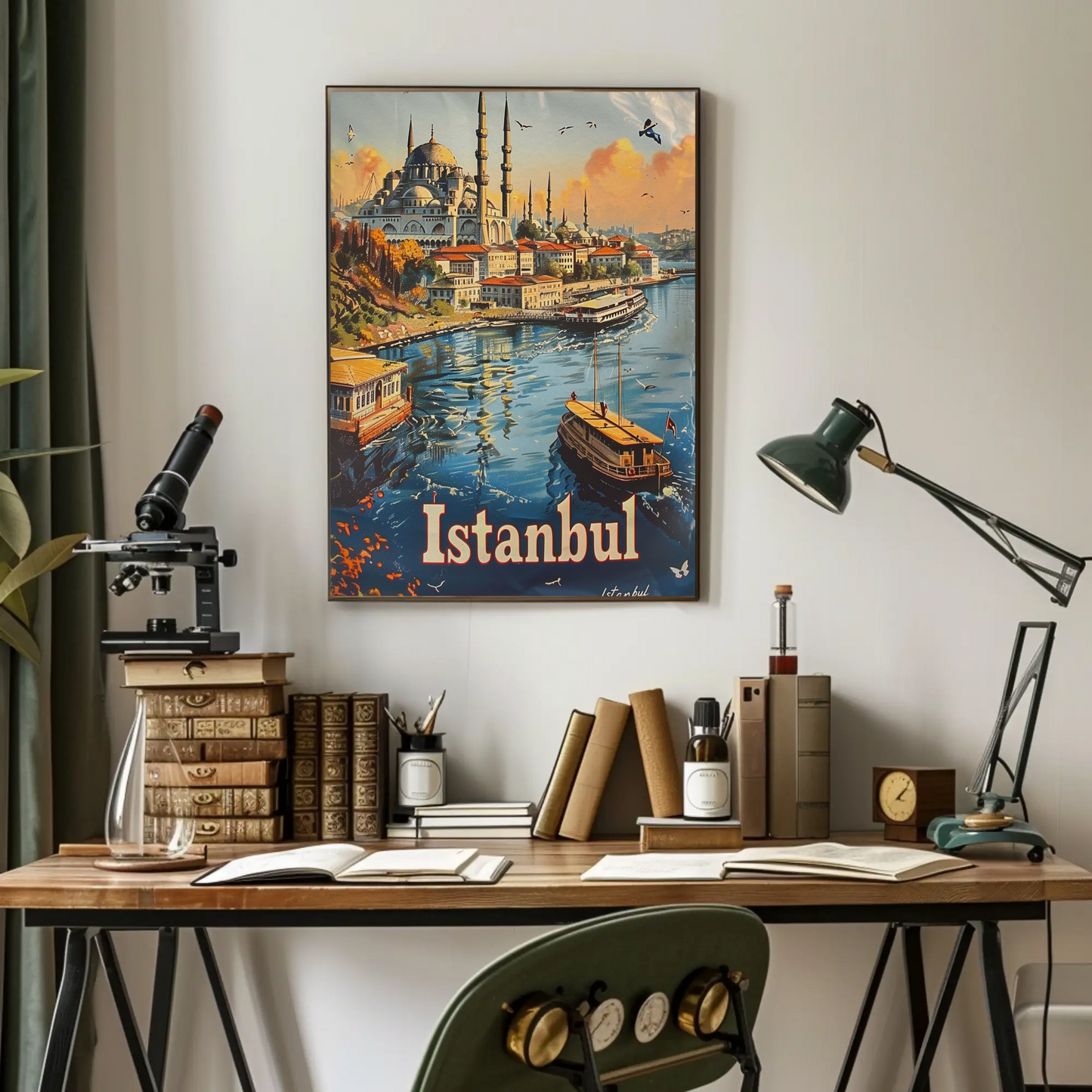 Istanbul Bosphorus and Blue Mosque Travel Poster