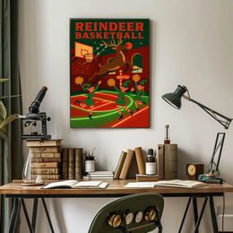 Reindeer Basketball Poster
