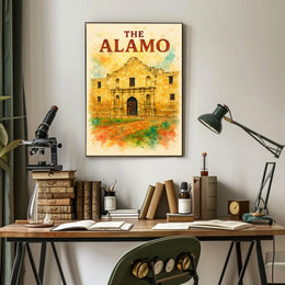 Alamo Watercolor Poster: Historic Texas Revolution Art