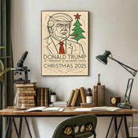 Trump Presidential Christmas 2025 Minimalist Political Propaganda Poster