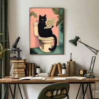 Curious Cat Poster Whimsical Bathroom Art Print