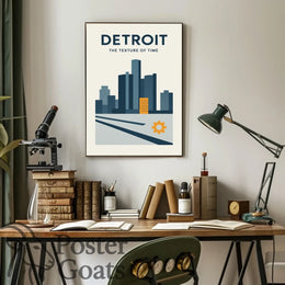 Detroit Cityscape Modern Industrial Urban Artwork Poster