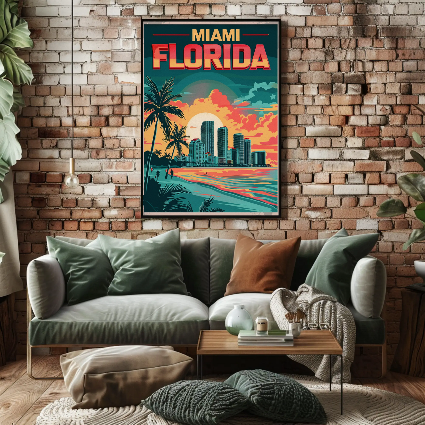 Miami Florida Sunset Vintage Poster