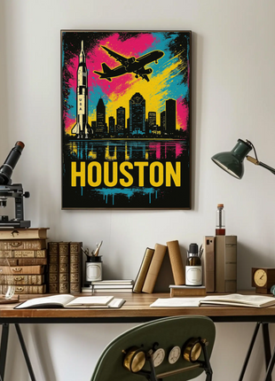 Houston Texas Rocket City Skyline Art Poster