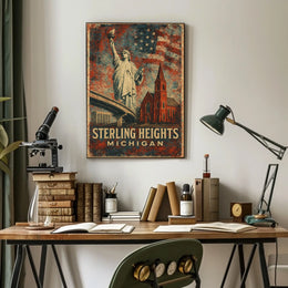 Sterling Heights Cityscape Vintage Collector Poster