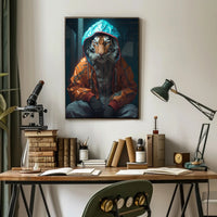 Tiger in Streetwear Urban Fashion Pop Culture Poster