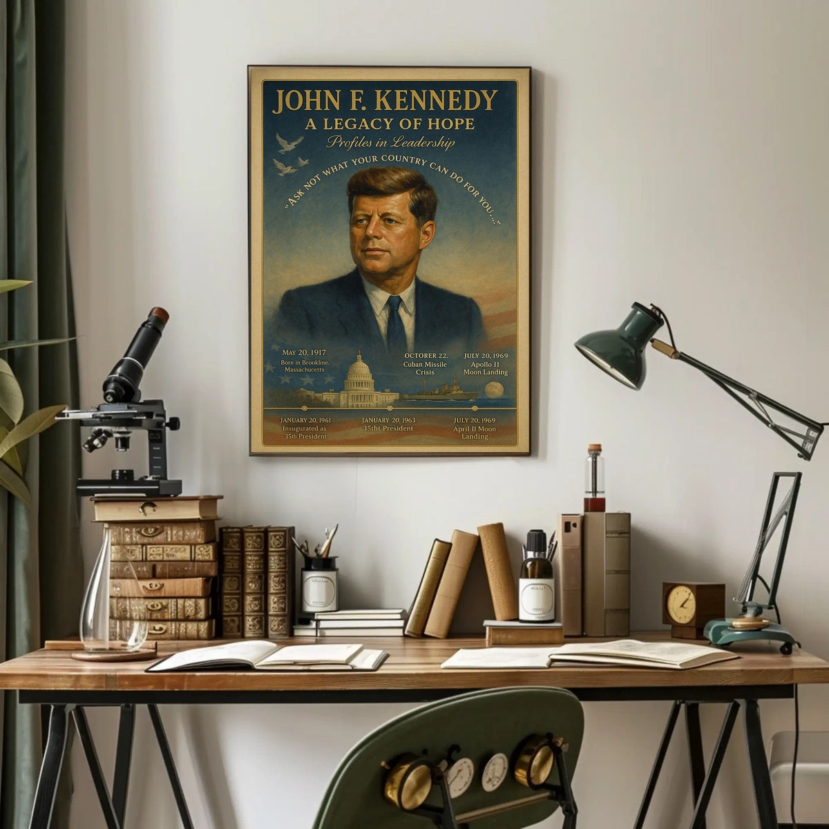 John F. Kennedy Legacy Vintage Patriotic Poster Print