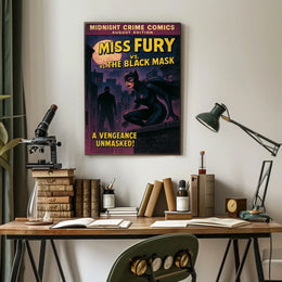 Miss Fury Vintage Comic Nighttime Adventure Pop Culture Poster