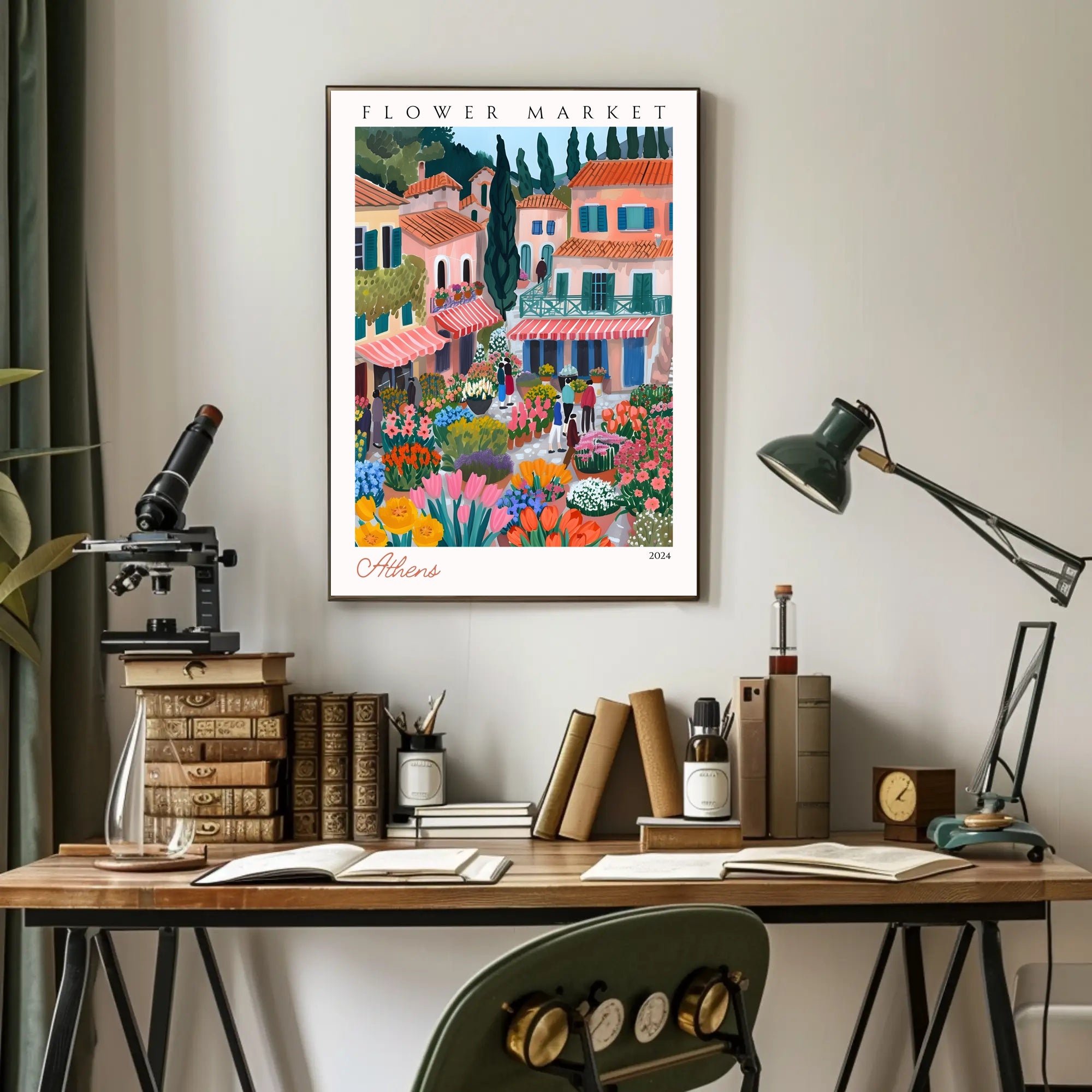 Flower Market in Athens Poster PosterGoat