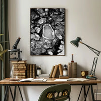 Stark Black and White Abstract Ice Formation Poster