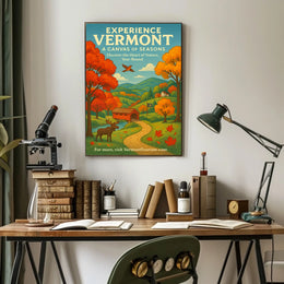 Vermont Scenery Nature Autumn Illustration Poster
