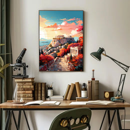 Acropolis Sunset Scenic View Travel Poster