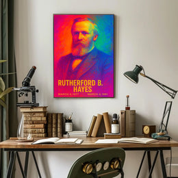 Rutherford B. Hayes 19th President of the United States Neon Gradient Overlay Poster