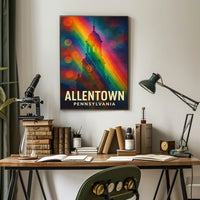 Allentown Clock Tower Vibrant Modern Art Urban Cityscape Rainbow Gradient Poster