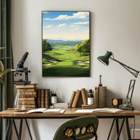 Serene Golf Course Scene Illustrative Sports Poster