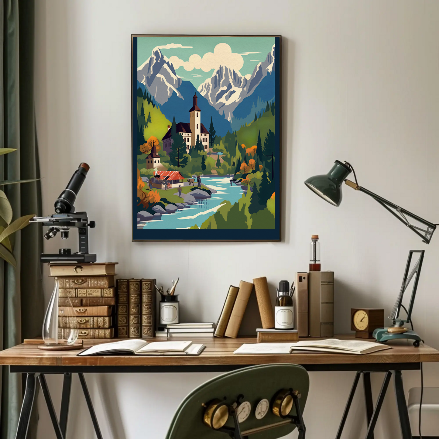 Mountain River Hamlet In Autumn Colors Travel Poster