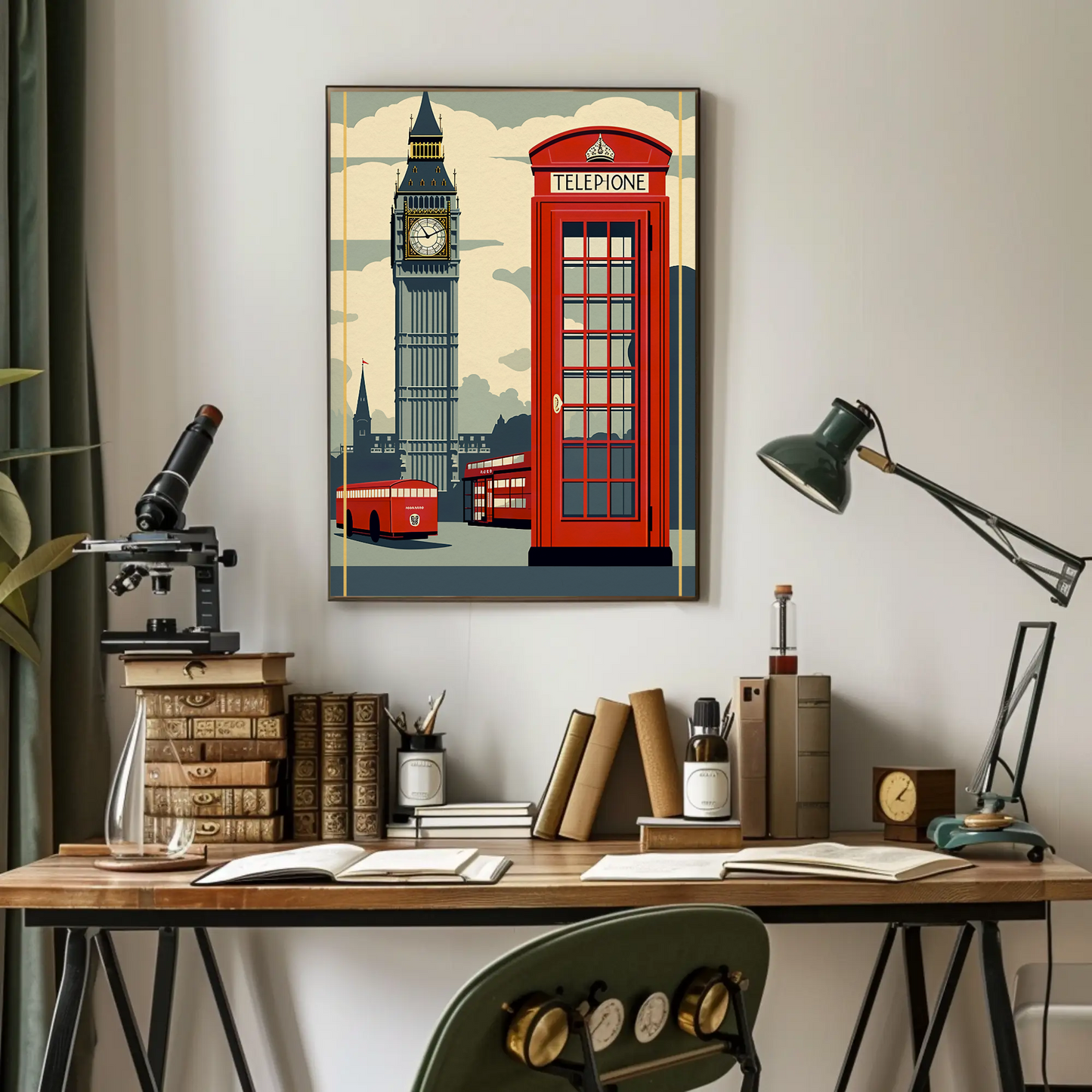 London Red Phone Booth Big Ben Travel Poster