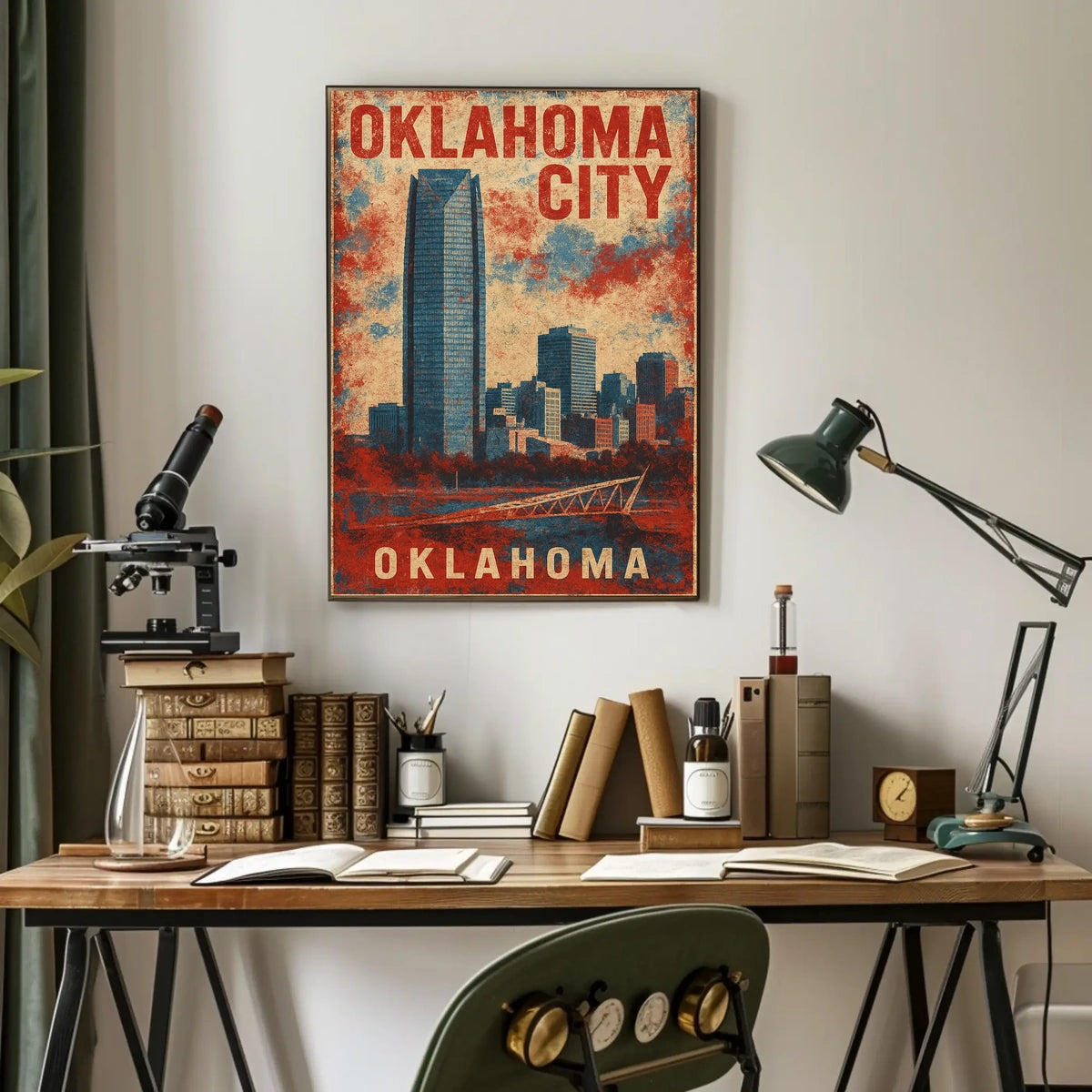 Oklahoma City Skyline Cityscape Bold Urban Wanderlust Decor Minimalist Photography Realism Poster