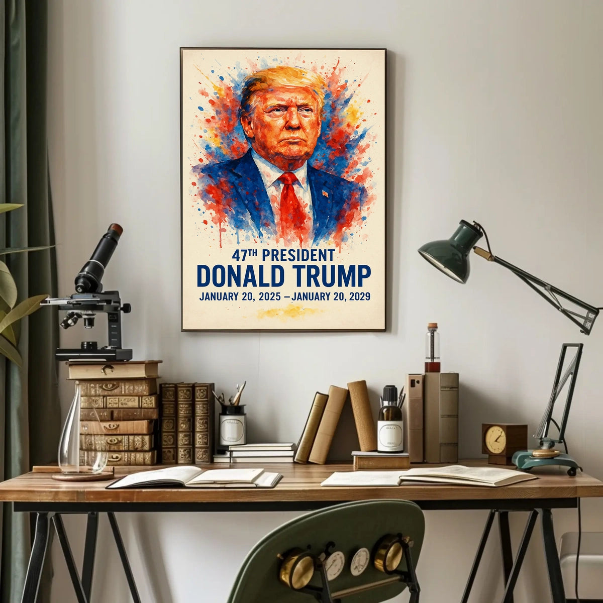 Donald Trump Watercolor Portrait Patriotic Poster