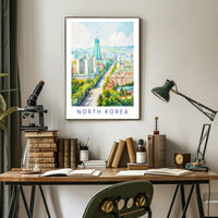 Vibrant Pyongyang Cityscape with Ryugyong Hotel Urban Poster PosterGoat