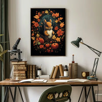 Autumn Squirrel Harvest Festive Wall Art Poster