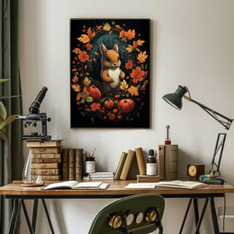 Autumn Squirrel Harvest Festive Wall Art Poster