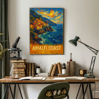 Amalfi Coast Poster Wall Art Scenic Coastal Print Decor