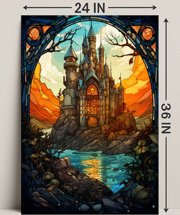 Enchanted Castle At Sunset Poster