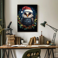 Whimsical Festive Owl Christmas Fantasy or Mythology Poster