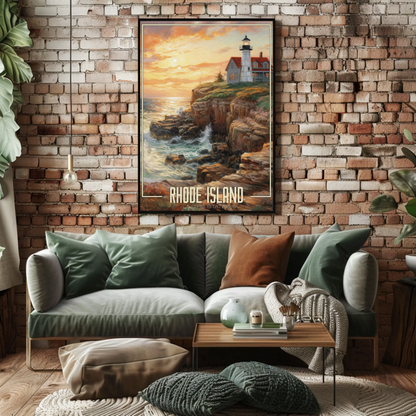 Vintage Poster - Rhode Island Lighthouse United States