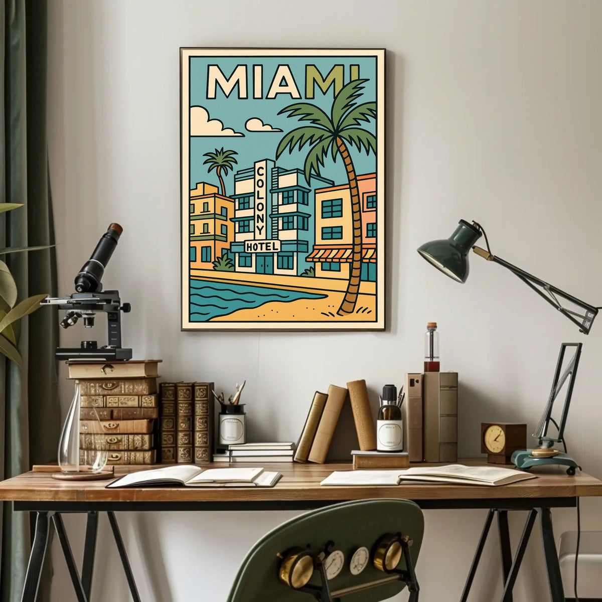Vibrant Miami Colony Hotel Travel Poster