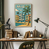 Vibrant Miami Colony Hotel Travel Poster