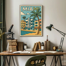 Vibrant Miami Colony Hotel Travel Poster