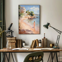 Serene Beach Walk Mediterranean Travel Poster
