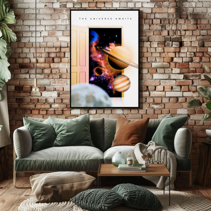 Universe Awaits Doorway Planets Cosmos Sci-Fi Poster