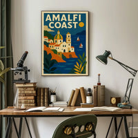 Amalfi Coast Travel Poster Wall Art for Coastal Decor