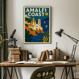 Amalfi Coast Travel Poster Wall Art for Coastal Decor
