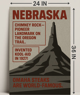 Nebraska Highlights Wall Art Print Decor PosterGoat