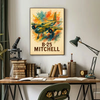 B-25 Mitchell WWII Vintage Aviation Art Poster