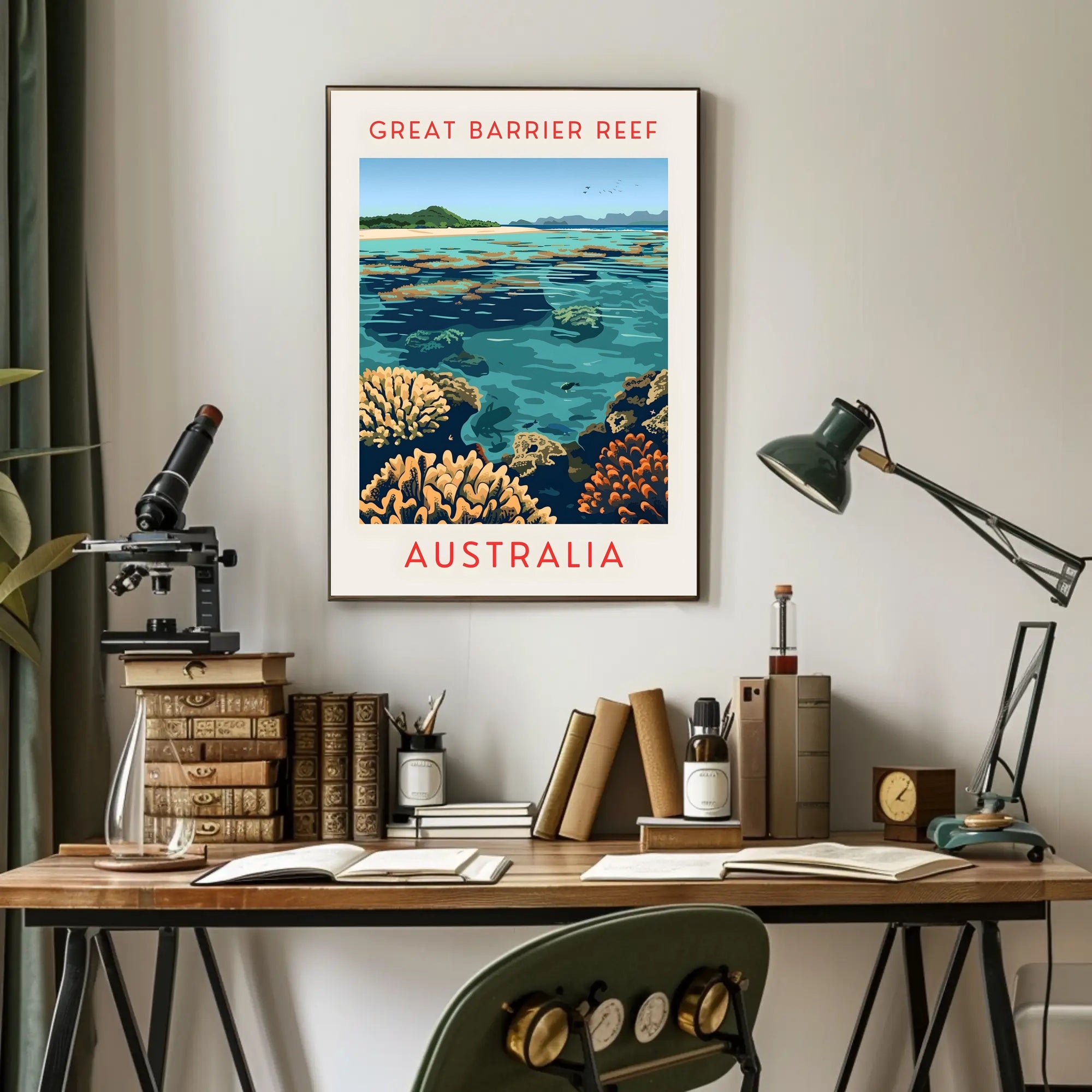 Great Barrier Reef: Vibrant Marine Life and Coral Formations Poster